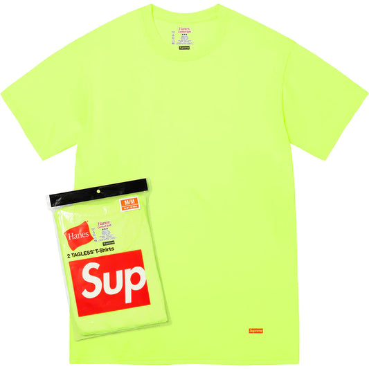 Supreme/Hanes Tagless T-Shirts Fluorescent Yellow (2 Pack)