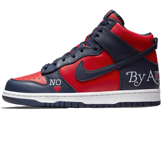 Supreme x Nike Dunk High SB By Any Means - Red Navy